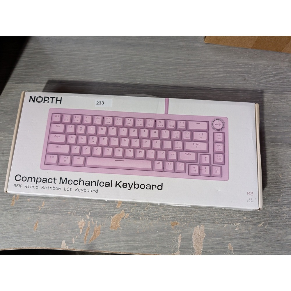 North Pink 65% Compact Mechanical Keyboard 68 Keys Wired Rainbow LED Volume Knob